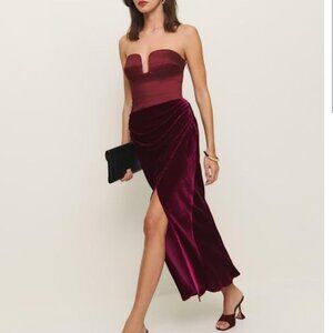 Reformation Minara Velvet Dress Red - Size 6